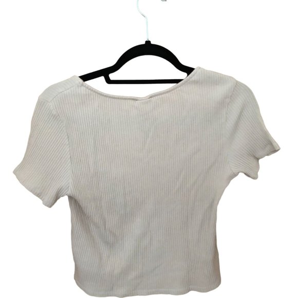 H&M Tan Ribbed Scoop NeckTop with Buttons - Picture 2 of 8